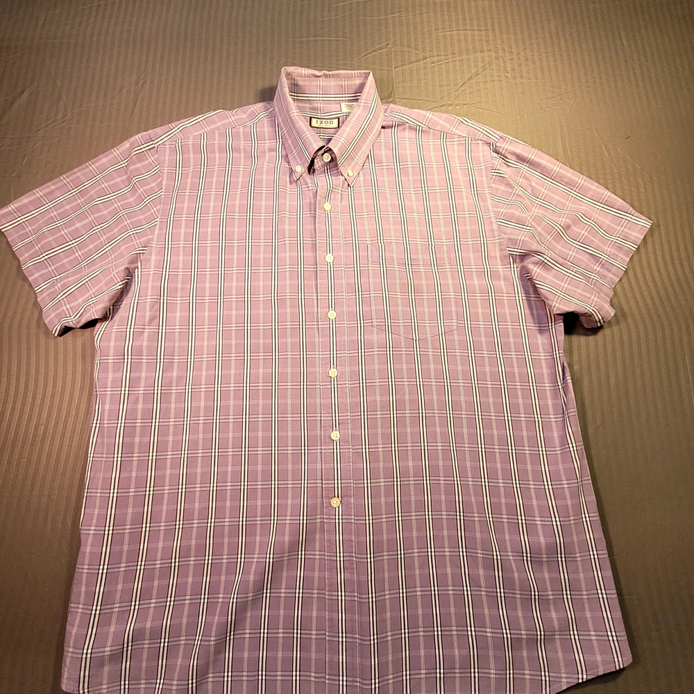 Izod Men's Lavender Plaid Button Down Shirt